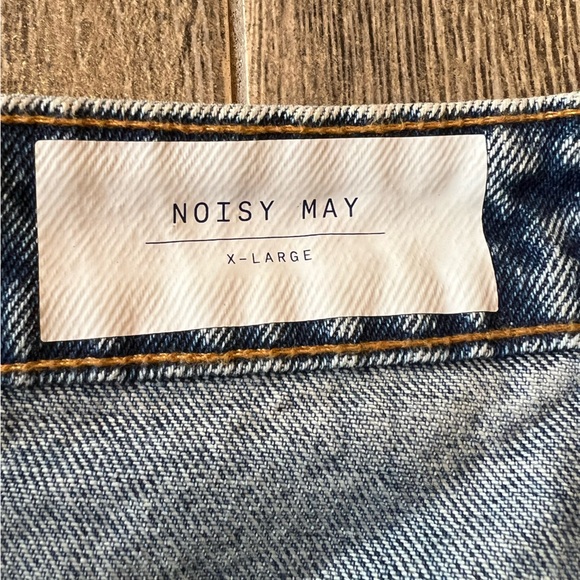 Noisy May Denim Mini Skirt XL Button Front Blue Jean Skirt High Rise Pockets - Picture 4 of 5